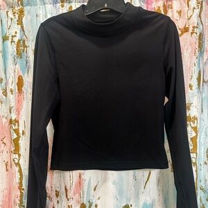 Athleta Cropped Mock Neck Top with Back Detail